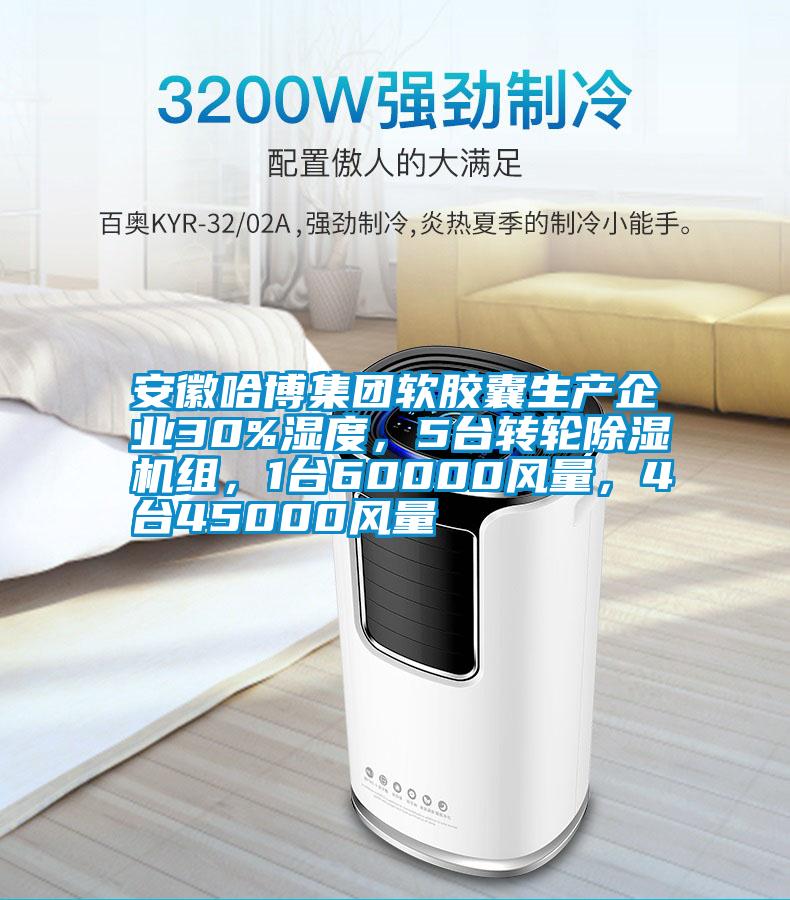 安徽哈博集團軟膠囊生產(chǎn)企業(yè)30%濕度，5臺轉(zhuǎn)輪除濕機組，1臺60000風量，4臺45000風量